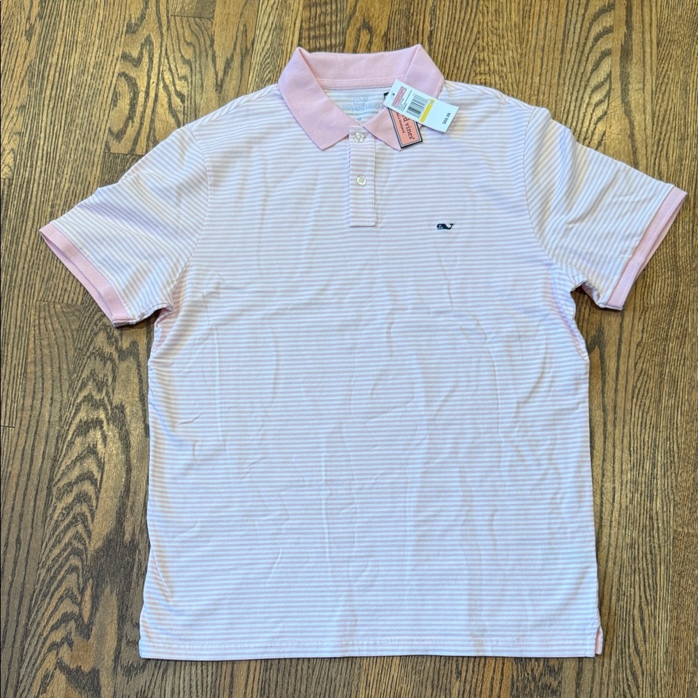 Vineyard Vines Light Pink Striped Polo Shirt